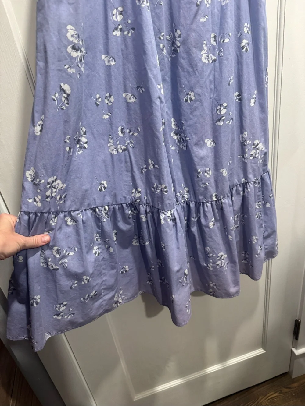 Abercrombie Emerson Maxi Dress Smocked Large Periwinkle Floral Cottagecore Boho